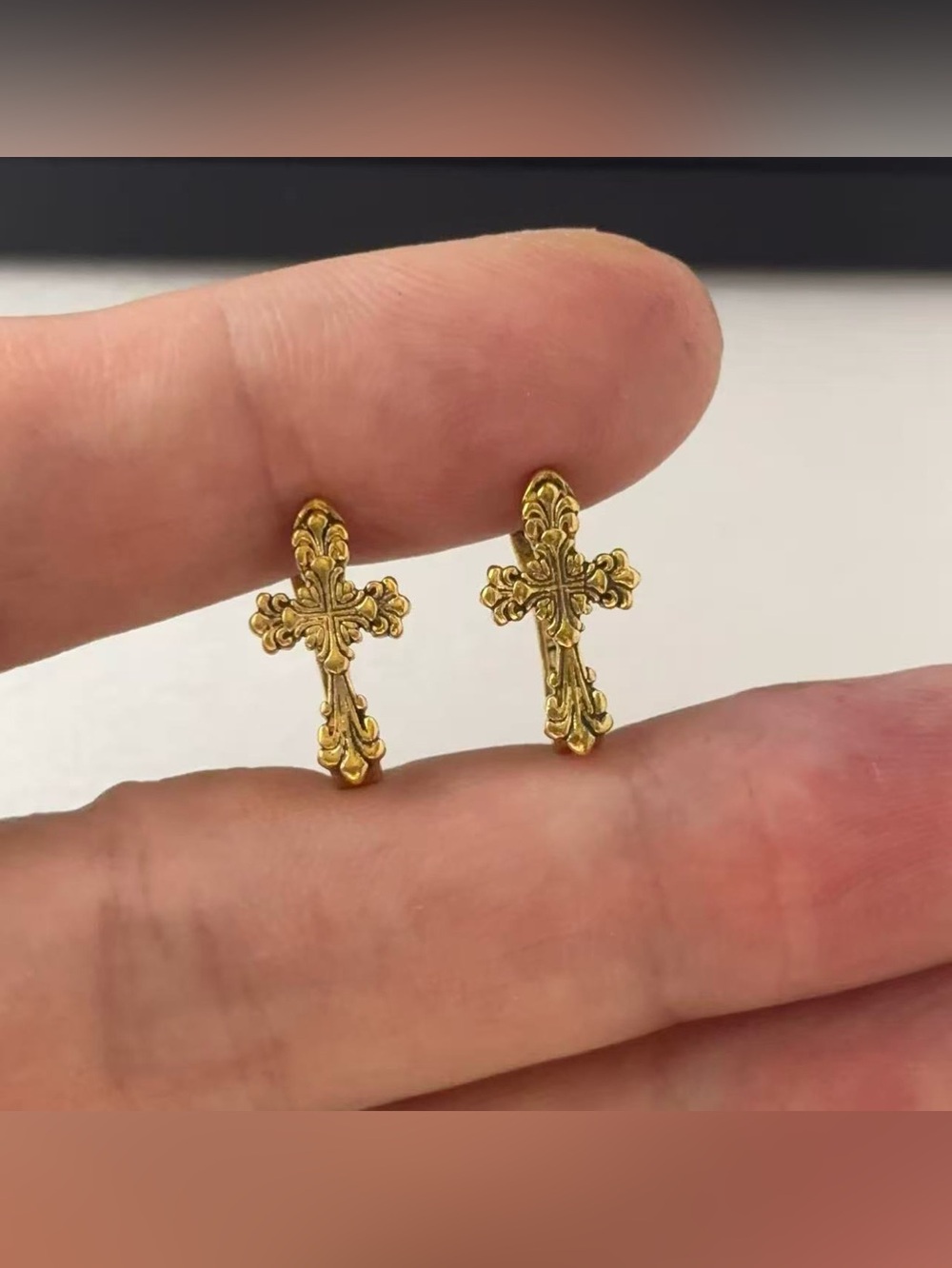 Vintage Cross Hoop Earrings for Men Women Streetwear Hip Hop Punk Unisex Style